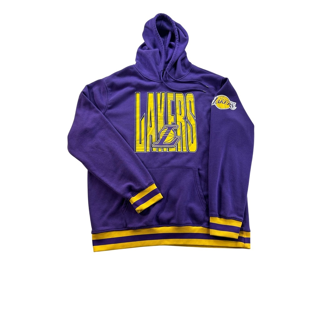 NBA Los Angeles Lakers Purple Gold Fleece Hoodie Mens XL Graphic Sweatshirt